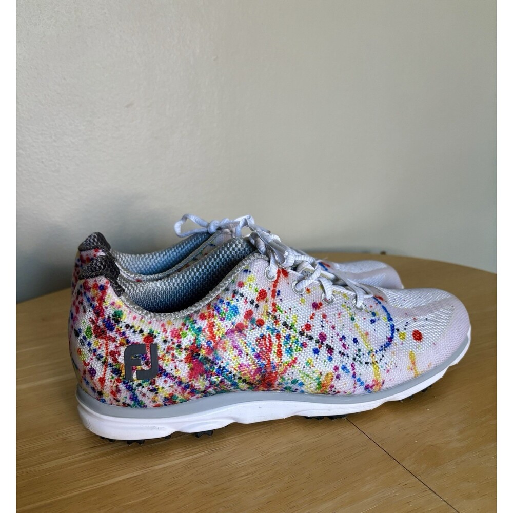 WMNS Size 9M FootJoy emPower Spikeless Golf Shoes, Style 98012, Paint Splatter
